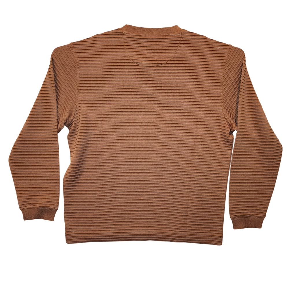Jhane Barnes Mens XL Silk Blend Ribbed Crewneck‎ Sweater Copper Brown 58122C07 - Picture 2 of 10